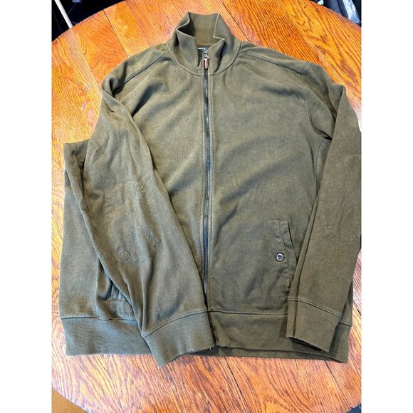 Men's XL Ralph Lauren Double Knit Bomber Olive Green Cotton Zip-Up Jacket Sweats - Picture 1 of 6